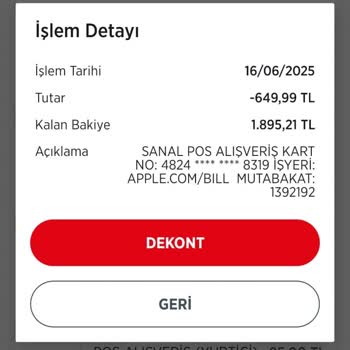 Apple.com/Bill Üzerinden İzinsiz Kart Çekimi Ve İade Talebi