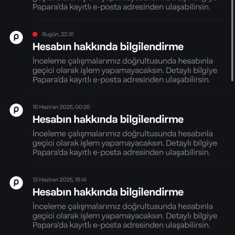 Papara Hesabımda Uzun Süredir Devam Eden İşlem Kısıtı Mağduriyeti