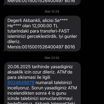 ATM Para Yatırma İşleminde Yaşanan Sorunun Çözümsüz Kalması