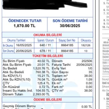 Su Faturasında Hatalı Okuma Nedeniyle Anormal Yükseklik Ve Mağduriyet