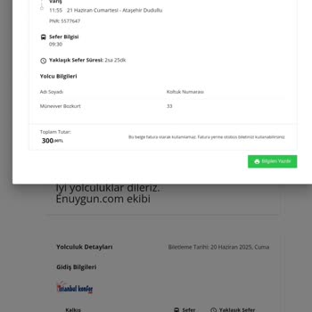 Peron Numarası Verilmedi, Otobüsü Kaçırdım, Ücret İadesi İstiyorum