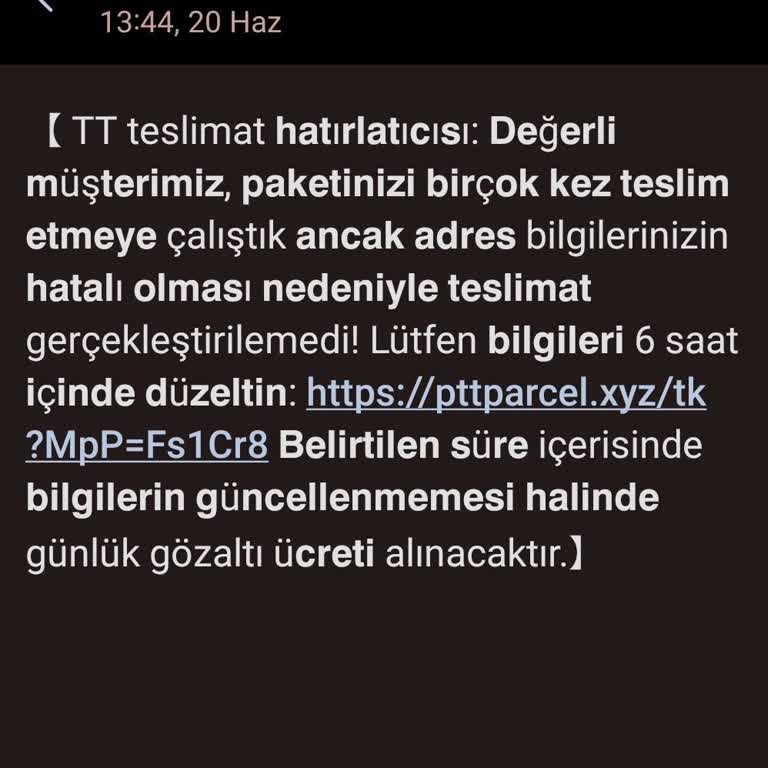 PTT Kargo Adıyla Gelen Sahte Mesaj Ve Bilgi Güncelleme Sorunu