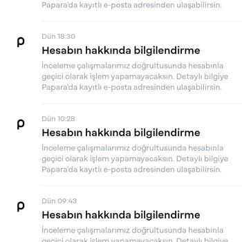 Papara Hesabımda İşlem Yapamıyorum Ve Bilgilendirme Alamıyorum