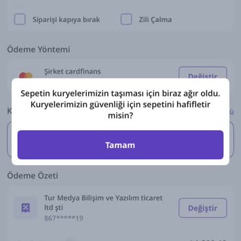 Getir Siparişlerinde Ağırlık Uyarısı Ve Müşteri Hizmetlerinden Destek Alamama