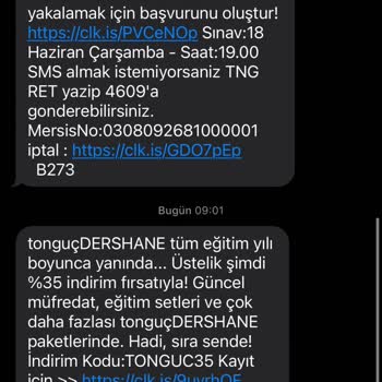Tonguç'tan Gelen Reklam SMS'lerinden Kurtulamıyorum, İptal Sistemi Çalışmıyor