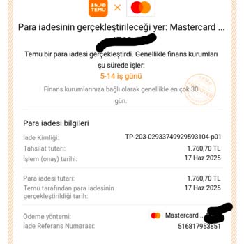 Temu'dan Hızlı İade Talebime Rağmen Para İadem Yapılmıyor