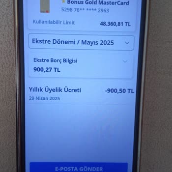 Yıllık Kart Aidatı Haksız Yere Alındı, İadesini Talep Ediyorum