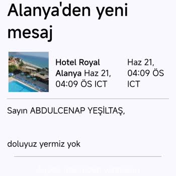 Rezervasyon Onaylanmasına Rağmen Otelde Boş Oda Bulunmaması