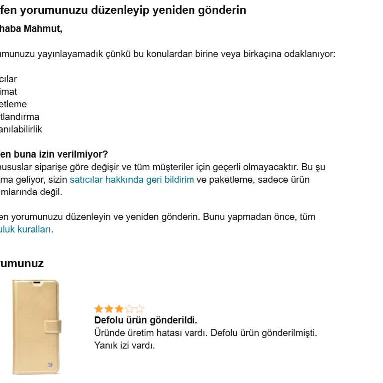 Amazon'da Yorumum Yayınlanmıyor ve Müşteri Bilgilerim Başka Firmada