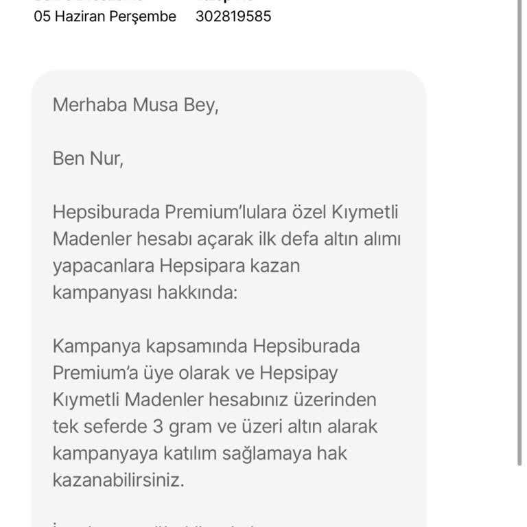 Altın Alım Kampanyasında Hepsipara Hediyesi Verilmedi, Mağdur Edildim