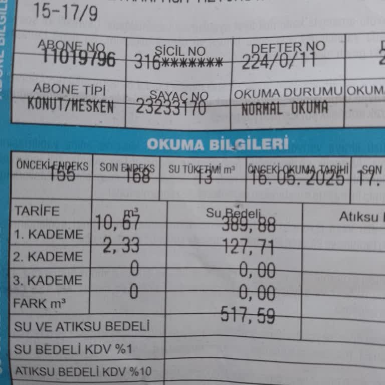 Su Faturasında Hatalı Okuma İle Fazla Ücret Alınıyor