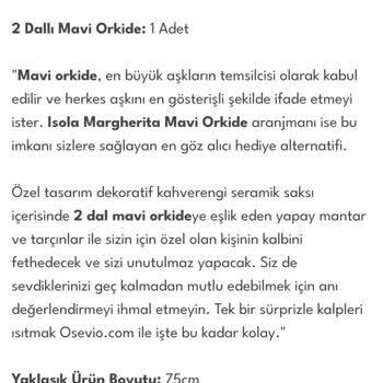 Mavi Orkide Ürününün Gerçek Renginin Farklı Olması Ve Yetersiz Bilgilendirme