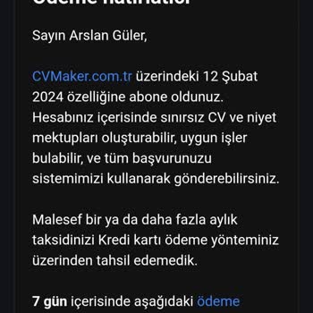CV Maker'dan İzinsiz Para Çekimi Ve Haksız Ücret Talebi