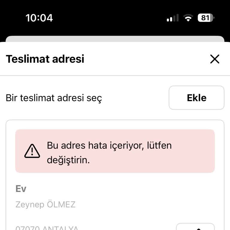 Sephora Uygulamasında Adres Ve Telefon Sorunu Nedeniyle Alışveriş Tamamlanamıyor