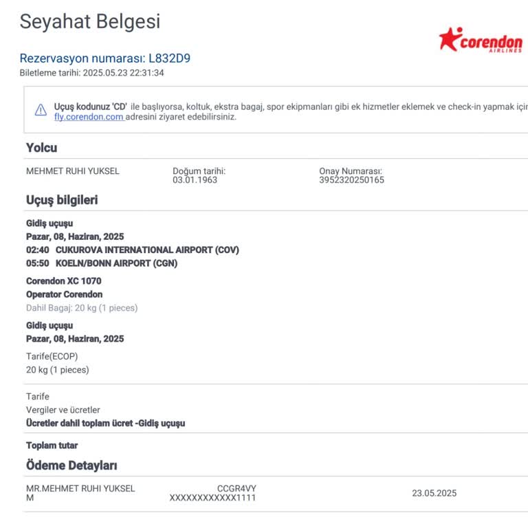 Corendon Havayolları'nda Online Check-in Engeli Ve Ek Ücret Şikayeti