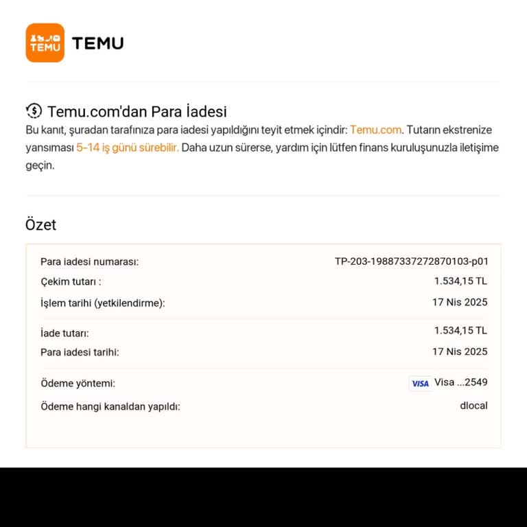 Temu İptal Edilen Siparişimde İade Süreci Sürekli Oyalandı