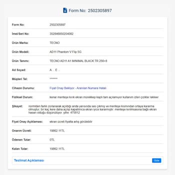 Garanti Kapsamındaki Ekran Ve Menteşe Arızası İçin Yüksek Onarım Ücreti Talebi