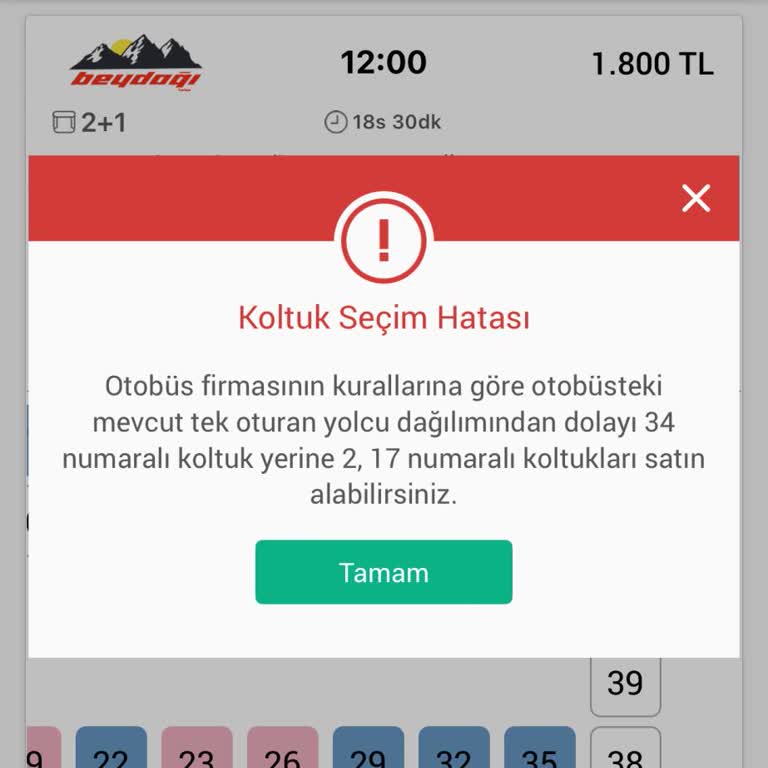 Otobüs Biletinde Koltuk Seçimi Kısıtlaması Ve Mağduriyet
