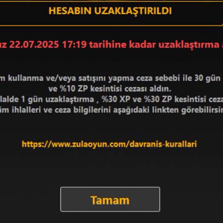 Zula Oyun Hesabım Haksız Yere Engellendi, Destek Alamıyorum