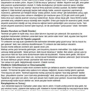 Teslimat Ve Montajda Yaşanan Aksaklıklar Nedeniyle Mağduriyet Yaşadım