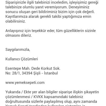 Yemeksepeti Siparişim Kayboldu Kimse Yardımcı Olmuyor