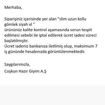 İptal Edilen Gömlek İçin Eksik İade Ve Sonuçsuz Müşteri Hizmetleri