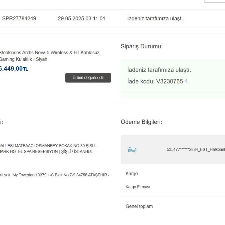 İade Talebim Yerine Değişim Yapılması Mağduriyet Yarattı