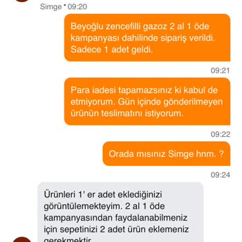 Migros Siparişimde Eksik Ürün Teslimatı Ve Promosyon Hakkımın Verilmemesi