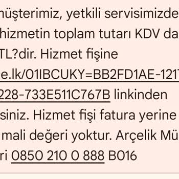 Arçelik Servisinden Fazla Ücret Alındı İade Talep Ediyorum