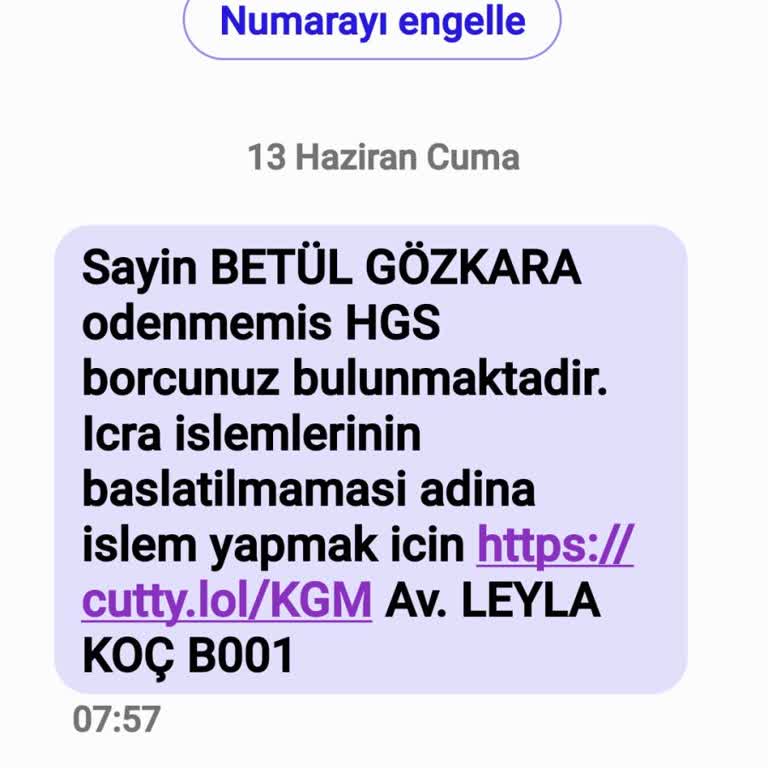 İzinsiz HGS Borç Mesajları Ve Kişisel Bilgi İhlali