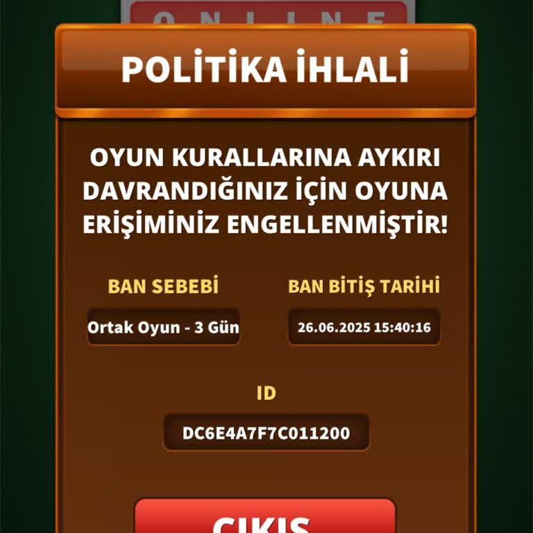 Haksız Yere Banlanan Hesabımın Açılmasını İstiyorum
