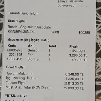 Bosch Buzdolabı Arızası Ve Yetersiz Servis Mağduriyeti