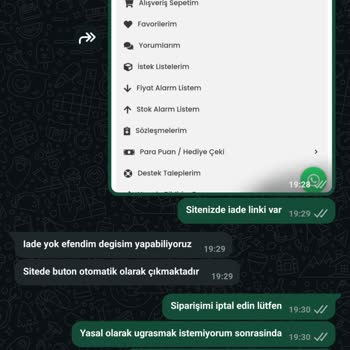 Sipariş İptali Ve İade Taleplerimin Dikkate Alınmaması