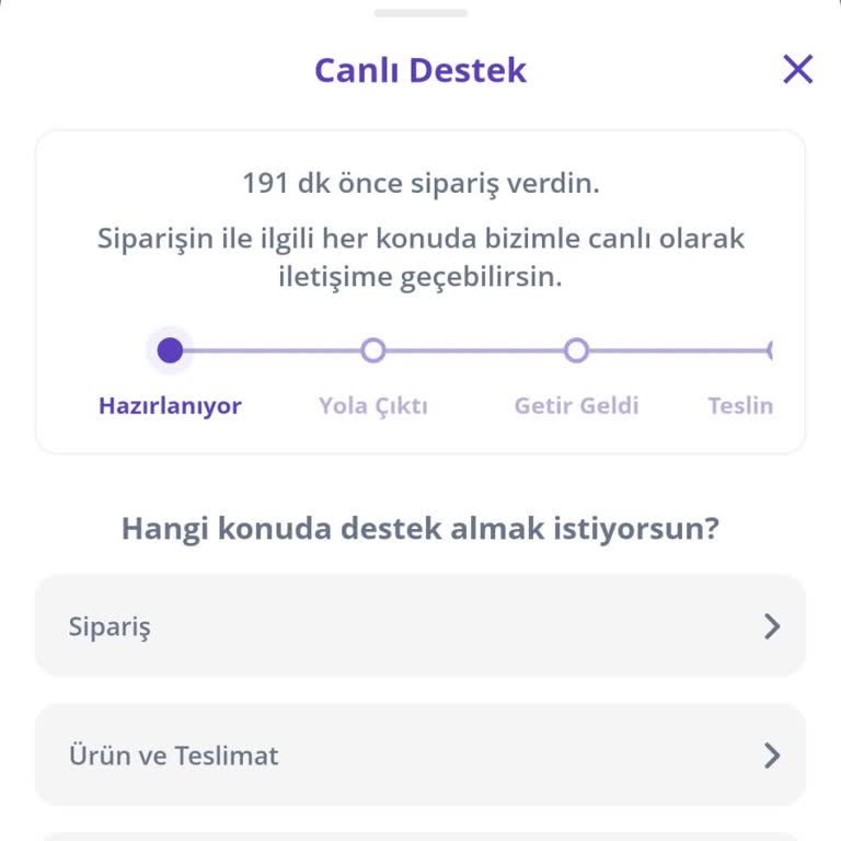 Getir Büyük Siparişim 190 Dakikadır Teslim Edilmedi Destekten Sadece Özür Alıyorum