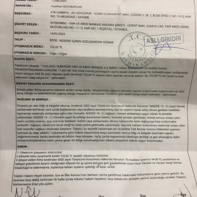 Hakem Heyeti Kararına Rağmen Banka Ödememi Yapmadı