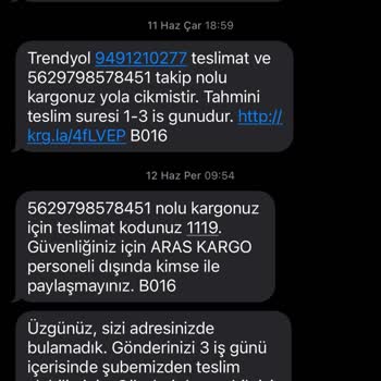 Aras Kargo Teslimat Sorunu Ve Şubede Ürün Vermeme Şikayeti