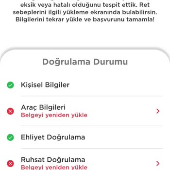 Araç Bilgilerim Yüzünden Uygulamaya Üye Olamıyorum