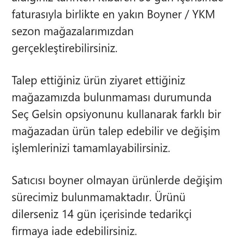 Boyner Uygulamasında Satıcı Bilgisi Ve İade/Değişim Hakkı Mağduriyeti