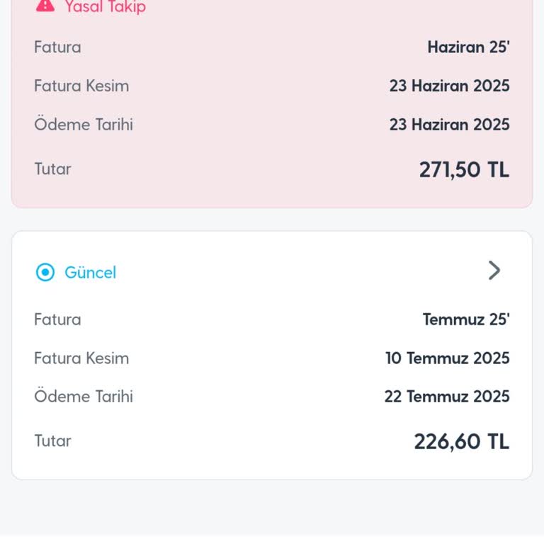 Turkcell Uygulamasında Hatalı 'Yasal Takip' Uyarısı Ve Fatura Bilgisi Karışıklığı
