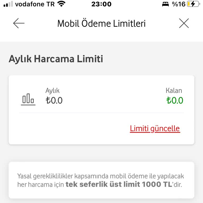 Vodafone Mobil Ödeme Limitim Sıfırlanmıyor, Sorunum Çözülmüyor