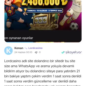 Lordcasino'da Yaşadığım Para Çekim Sorunu Ve Hesap Engellemesi!