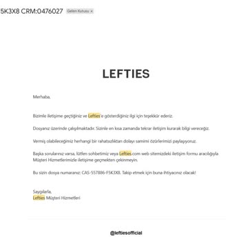 Lefties'den Yaptığım İade Bir Ayı Geçti, Paramı Alamıyorum Ve Destek Yetersiz