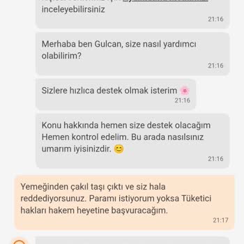 Yemeğimden Çakıl Taşı Çıktı, Para İadesi Yapılmadı