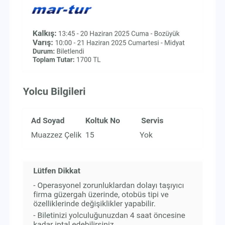 Otobüs Arızası Ve Ücret İadesi Sorunu Nedeniyle Mağduriyet