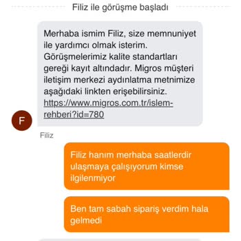 Migros Sanal Market Siparişim Teslim Edilmedi, Çözüm Sunulmuyor