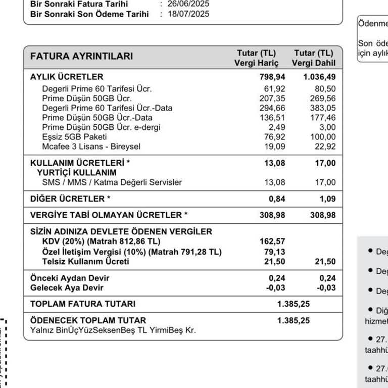 Taahhütlü Pakette Beklenmeyen Yüksek Fatura Şoku