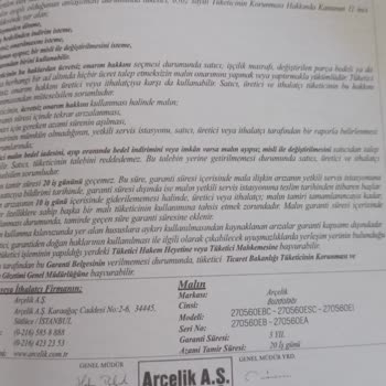 Arçelik No Frost Buzdolabında Sürekli Soğutma Sorunu Ve Mağduriyet