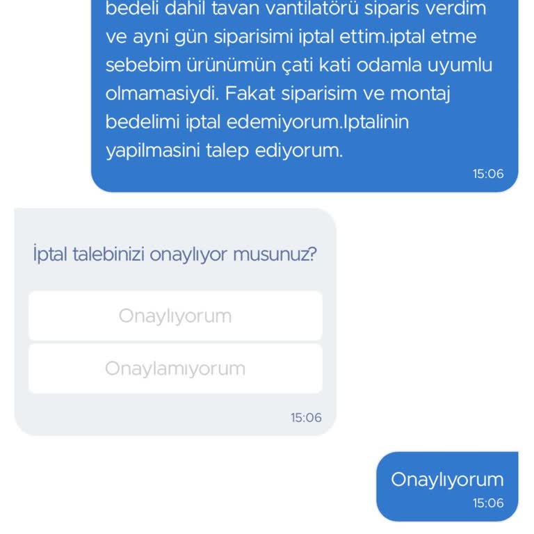İptal Edilemeyen Sipariş Ve Montaj Bedeli Sorunu