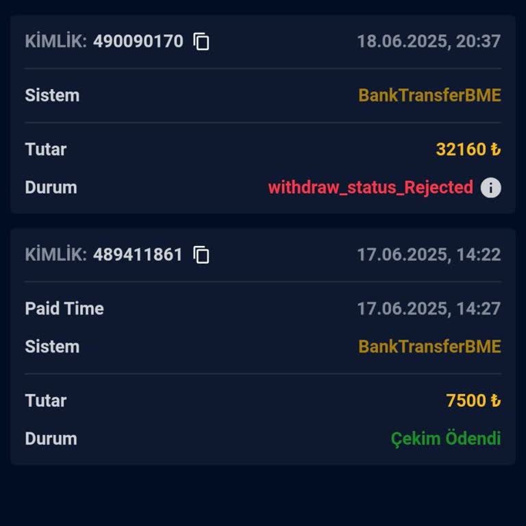 Kazancımın Ödenmemesi Ve Çekim İşleminin İptali
