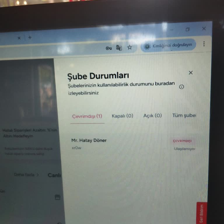 Yemeksepeti Restoranım Aniden Çevrimdışı Oldu Sipariş Alamıyorum